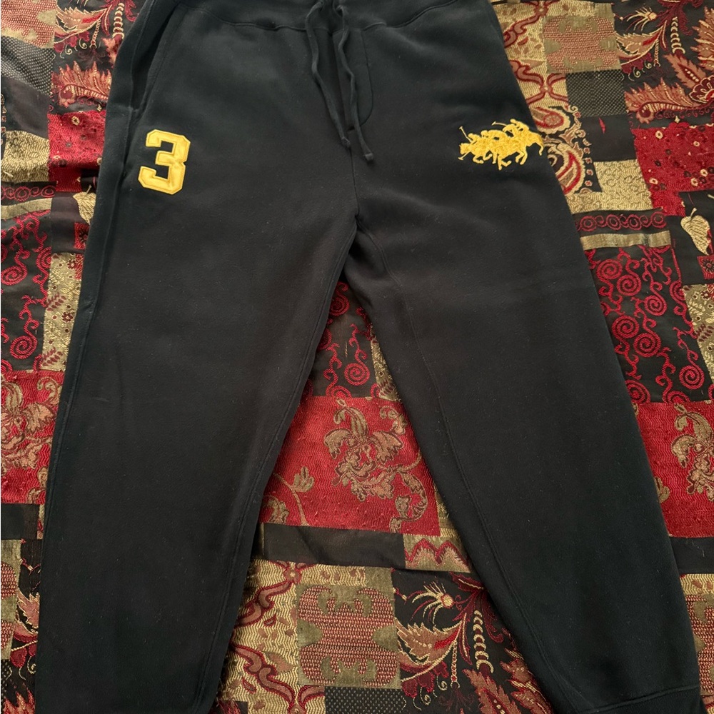 Polo Ralph Lauren Lunar New Year Equestrian Embroidered Black/Gold Sweatpants
